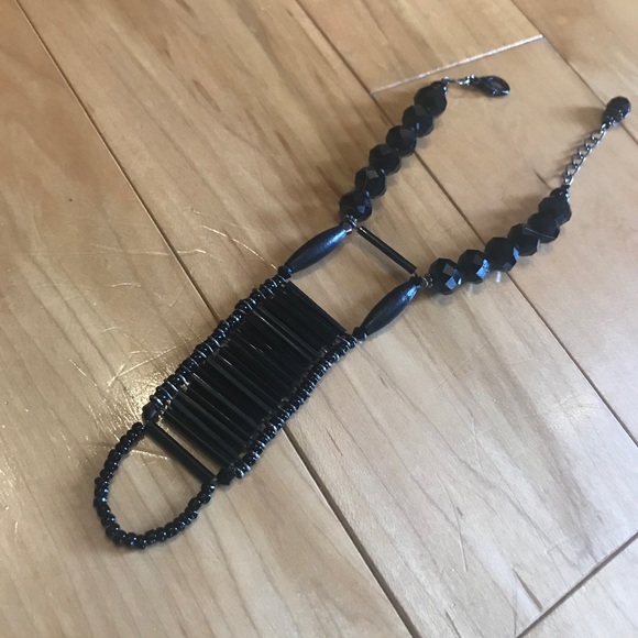 Black Onyx Bracelet Finger Link by Eliza - Picture 3 of 6